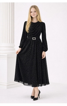 Çlm Store Simli Taşlı Kemer Detaylı Kız Çocuğu Elbise Abiye Siyah Siyah Çlm Store Simli Taşlı Kemer Detaylı Kız Çocuğu Elbise Abiye Siyah Siyah