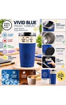 Cool Bottles Çelik Termos Bardak Matara - The Tumbler - Vivid Blue 330ml Lacivert