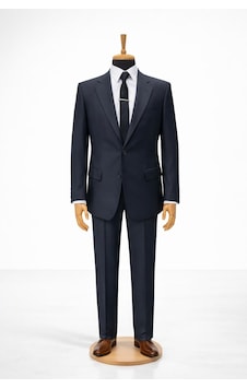 Erkek İtalyan Kesim Regular Fit Takım Elbise - 7489 Lacivert