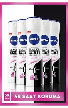 Nivea Invisible Black&White Clear Kadın Deodorant 5 x 150 ML Nivea Invisible Black&White Clear Kadın Deodorant 5 x 150 ML