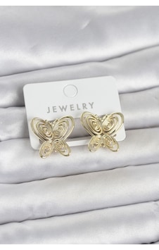 Füsun Küpesi Model Gold Renk Kelebek Model Pirinç Kadın Küpe Renkli 75066764