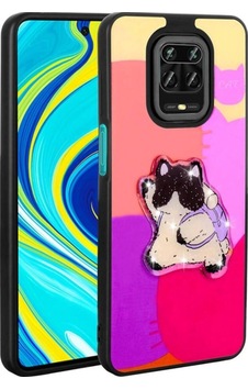 Xiaomi Redmi Note 9 Pro Kılıf Parlayan Kabartmalı İkonik Figürlü Zore Amas Silikon Kapak Mor