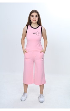 Toontoy Kids Toontoy Kız Çocuk 2'li Takım Bisiklet Yaka Baskılı Atlet & Beli Lastikli Bol Paça Baskılı Kapri 24997 Pembe Toontoy Kids Toontoy Kız Çocuk 2'li Takım Bisiklet Yaka Baskılı Atlet & Beli Lastikli Bol Paça Baskılı Kapri 24997 Pembe