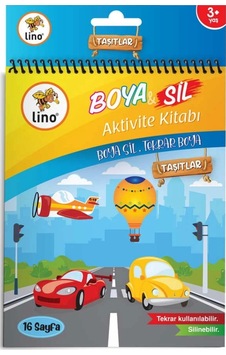 Boya Sil Aktivite Boyama Kitabı - Araçlar A5 Ebat Silinebilir