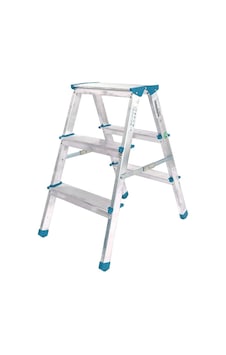 3+3 Çift Basamaklı Alüminyum Metal Merdiven Yükseklik 69cm Baş Genişlik 8cm Standart