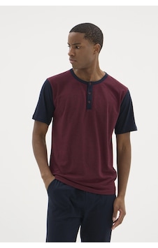 Kocabey 2205 Erkek Battal Midi Yaka Pijama Takım Bordo