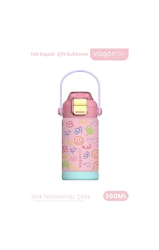 360 Ml Çocuk Termosu Tek Kapak Çift Kullanım Pipetli Rahat İçim Kulplu Paslanmaz Çelik Termos 1104-360ml Pembe 360 Ml Çocuk Termosu Tek Kapak Çift Kullanım Pipetli Rahat İçim Kulplu Paslanmaz Çelik Termos 1104-360ml Pembe