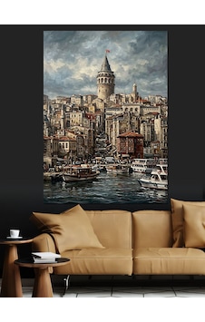 Denizden Galata Kulesi Ve İstanbul Dekoratif Kanvas - Mdf Ahşap Tablo