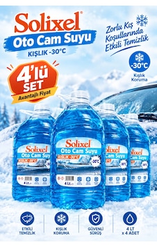 Solixel Kışlık Oto Cam Suyu -30 C 4 Lt X 4 Adet 4'lü Set