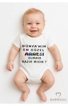 Babyden's Dünyanın En Güzel Annesi Olmaya Hazır Mısın Yazılı Çıtçıtlı Bebek Body %100 Pamuk Kısa Kollu Zıbın Beyaz Babyden's Dünyanın En Güzel Annesi Olmaya Hazır Mısın Yazılı Çıtçıtlı Bebek Body %100 Pamuk Kısa Kollu Zıbın Beyaz