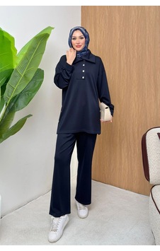 Mihran Butik Soho Elegance Yaka Detaylı Kadın Tesettür Alt Üst Takım Lacivert Mihran Butik Soho Elegance Yaka Detaylı Kadın Tesettür Alt Üst Takım Lacivert