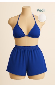 Fantezia Night Kadın Leopar Desenli Şortlu Belden Ve Boyundan Bağlamalı Bikini Takımı Mavi Fantezia Night Kadın Leopar Desenli Şortlu Belden Ve Boyundan Bağlamalı Bikini Takımı Mavi