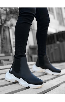 BA0444 Bağcıksız Rahat Yüksek Taban Siyah Beyaz Taban Erkek Spor Yarım Bilek Bot BA0444 Bağcıksız Rahat Yüksek Taban Siyah Beyaz Taban Erkek Spor Yarım Bilek Bot