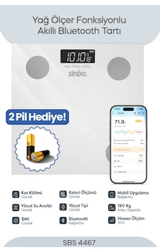 Sinbo Bluetoothlu Yağ Ölçer Baskül Sbs-4467