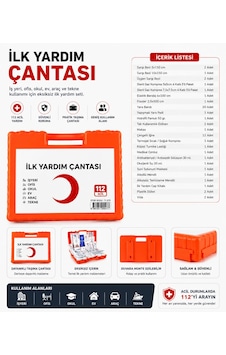 Premium Ecza Dolabı Duvara Monte İlk Yardım Çantası İş Yeri Ofis Araç Ev İçin İlk Yardım Seti Turuncu