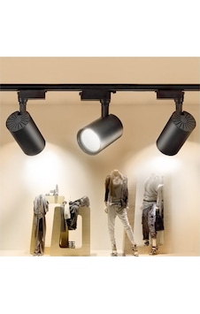 Led 3 Adet 30w Ray Spot Vitrin Mağaza Armatürü1 Metre Raylı Siyah Kasa Beyaz Işık Renk Ray Spot Siyah