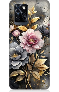 İnfinix Note 10 Pro Uyumlu Altın Çiçekler Desenli Silikon Kılıf İnfinix Note 10 Pro Uyumlu Altın Çiçekler Desenli Silikon Kılıf