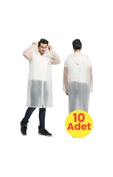 Tezzgelsin Erkek Rüzgar Geçirmez Yağmurluk 10 Adet Beyaz Tezzgelsin Erkek Rüzgar Geçirmez Yağmurluk 10 Adet Beyaz