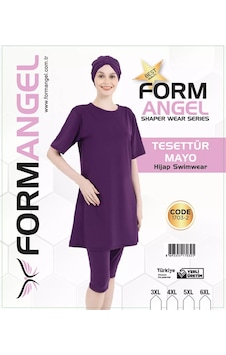 Form Angel Kadın Düz Renk Büyük Beden Kısa Kollu Likralı Tesettür Mayo Mor Form Angel Kadın Düz Renk Büyük Beden Kısa Kollu Likralı Tesettür Mayo Mor