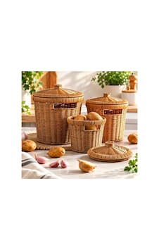 3 Lü Patates Soğan Sarımsak Sepeti Seti Rattan Dekoratif Ve Düzenleyici Kapaklı Sebzelik Sepet Diğer 3 Lü Patates Soğan Sarımsak Sepeti Seti Rattan Dekoratif Ve Düzenleyici Kapaklı Sebzelik Sepet Diğer