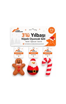 3 Lü Köpek Oyuncak Seti Noel Baba Zencefil Adam Şeker Kamışı