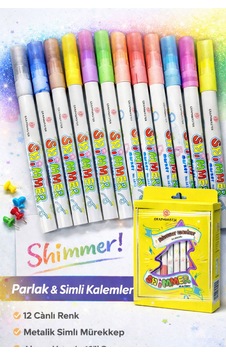 Shimmer Marker 12 Li Simli & Parlak Renkli Keçeli Kalem Seti
