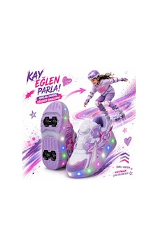 Patenli Işıklı Akıllı Bağcıklı Çocuk Sneaker Ayakkabı Lila 29-36 Patenli Işıklı Akıllı Bağcıklı Çocuk Sneaker Ayakkabı Lila 29-36