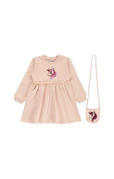 Silversun Kids Silversun Unicorn Baskılı Çantalı 2-7 Yaş Elbise - Pudra Silversun Kids Silversun Unicorn Baskılı Çantalı 2-7 Yaş Elbise - Pudra