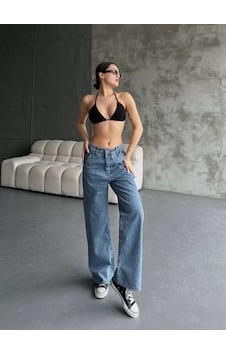 Tarzyeri Kadın Palazzo Jeans Pantolon - Mavi 001 Tarzyeri Kadın Palazzo Jeans Pantolon - Mavi 001