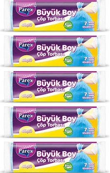 Parex Güçlü Büyük Boy Çöp Torbası Mavi 5'li 65 x 80 CM