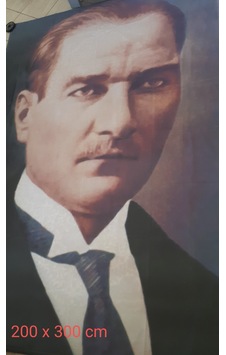 Atatürk Bez Poster 200 Cm X 300 Cm Kalın Parlak Kumaş + 10 Mt İp 200 x 300 CM