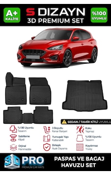 S-dizayn Ford Focus 4 Sedan 3d Pro Havuzlu Paspas Ve Bagaj Havuzu Seti 2'li Set Tamir Kitli 2019 Ü