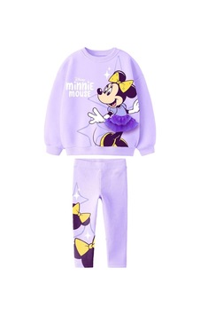 Kız Çocuk Mickey Minnie Mouse Baskılı Aplike Tütü Detaylı Sweartshirt Ve Tayt Alt Üst Takım 3 İplik Mor Kız Çocuk Mickey Minnie Mouse Baskılı Aplike Tütü Detaylı Sweartshirt Ve Tayt Alt Üst Takım 3 İplik Mor