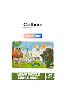 Özel Üretim Eğitici Zeka Geliştirici Öğretici Ahşap Puzzle Kırmızı Doğa - 24 Parça