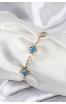 Mey İthalat 316l Çelik Gold Renk Buz Mavisi Baby Boy Yonca Kadın Bileklik - Özel Seri Meyeb68c94842ef4705daad0db5a8