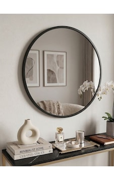 Siyah Metal Çerçeveli Yuvarlak Ayna 80Cm Siyah Metal Çerçeveli Yuvarlak Ayna 80Cm