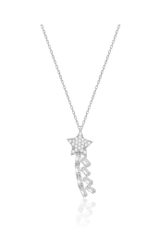 Silvera Telkari Kuyruklu Yıldız Gümüş Kolye Baget Taşlı Kolye 925 Ayar St025 Gümüş - Rodyum Silvera Telkari Kuyruklu Yıldız Gümüş Kolye Baget Taşlı Kolye 925 Ayar St025 Gümüş - Rodyum