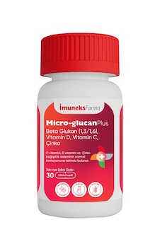 İmuneks Farma Mikro-Glucan Plus Beta Glukan (1,3/1,6), Vitamin D, C ve Çinko İçeren Takviye Edici Gıda 30 Kapsül İmuneks Farma Mikro-Glucan Plus Beta Glukan (1,3/1,6), Vitamin D, C ve Çinko İçeren Takviye Edici Gıda 30 Kapsül