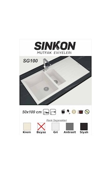 Sinkon Beyaz Granit Eviye 50 x 100 / 1.5 Göz - Sg100 - Sinkon Sinkon Beyaz Granit Eviye 50 x 100 / 1.5 Göz - Sg100 - Sinkon