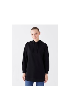 LC Waikiki Kapüşonlu Düz Uzun Kollu Kadın Sweatshirt Tunik Siyah LC Waikiki Kapüşonlu Düz Uzun Kollu Kadın Sweatshirt Tunik Siyah