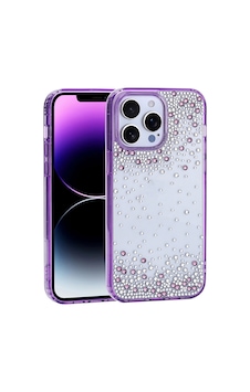 Apple iPhone Uyumlu 14 Pro Max Kılıf Airbag Tasarımlı Damla Taşlı Şeffaf Zore Pera Silikon Kapak - Mor Apple iPhone Uyumlu 14 Pro Max Kılıf Airbag Tasarımlı Damla Taşlı Şeffaf Zore Pera Silikon Kapak - Mor