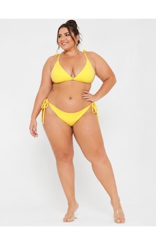 Büyük Beden Geniş Üçgen İpli Boyundan Bağlamalı Kruvaze Kadın Bikini Takım Sarı Büyük Beden Geniş Üçgen İpli Boyundan Bağlamalı Kruvaze Kadın Bikini Takım Sarı