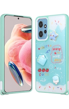 Nourthkiingdom Redmi Note 12 4g Kılıf Parlayan Sıvılı Simli Kabartma Figürlü Nrtk Cevze Kapak-yeşil Yeşil