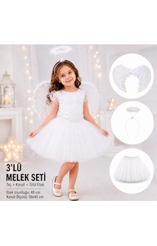 Çocuk - 21 - Beyaz Melek Kostüm Seti Melek Adı, Taç Ve Tütü Etek - Spt-gld - 3 Lü Set Çocuk - 21 - Beyaz Melek Kostüm Seti Melek Adı, Taç Ve Tütü Etek - Spt-gld - 3 Lü Set