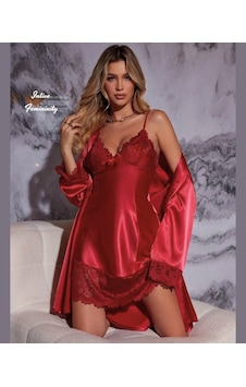 Intive Sugar Dantelli Saten Mini İnce Askılı Kırmızı Sabahlık Gec Intive Sugar Dantelli Saten Mini İnce Askılı Kırmızı Sabahlık Gec