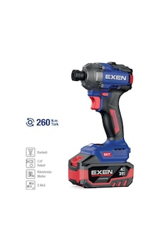 Exen EN 264 VD 21V 4AH 260 NM Kömürsüz Darbeli Şarjlı Vidalama Exen EN 264 VD 21V 4AH 260 NM Kömürsüz Darbeli Şarjlı Vidalama
