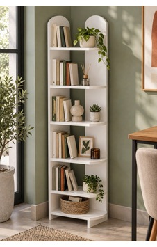 Sulorahome 5 Raflı Beyaz Çok Amaçlı Kitaplık Ve Dekoratif Raf Ünitesi Antrasit