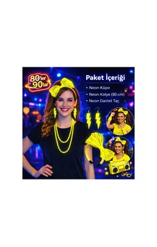 80 Ler 90 Lar Neon Sarı Parti Seti Kolye Küpe Taç Diğer 80 Ler 90 Lar Neon Sarı Parti Seti Kolye Küpe Taç Diğer