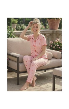 Eyfuze Kadın Baskılı Fiyonk Detaylı Raporlu Kaşkorse Kısa Kollu Pijama Takımı Pembe Eyfuze Kadın Baskılı Fiyonk Detaylı Raporlu Kaşkorse Kısa Kollu Pijama Takımı Pembe