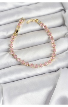 Mey İthalat Pembe Kare Zirkon Taşlı Gold Renk Pirinç Su Yolu Kadın Bileklik Çok Renkli Mey İthalat Pembe Kare Zirkon Taşlı Gold Renk Pirinç Su Yolu Kadın Bileklik Çok Renkli